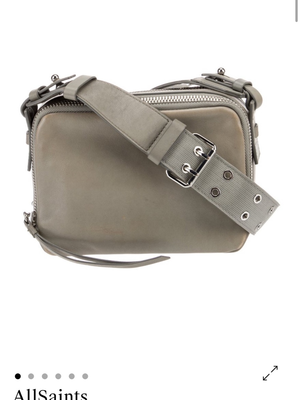 AllSaints Gray Leather Crossbody Bag
